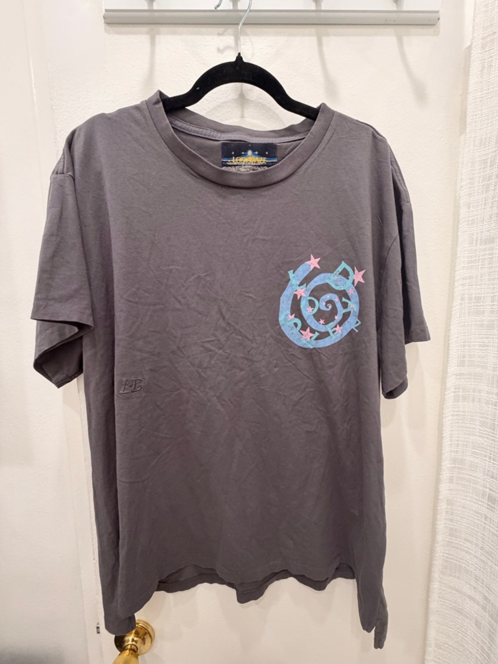 Gray Short Sleeve Tee with Pastel Star Spiral Graphic